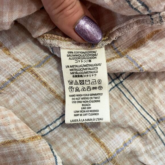 Free People Break My Stride Plaid Shirt Size Small - Picture 5 of 6